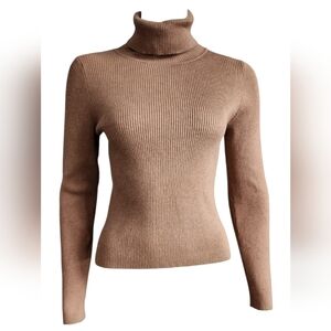 LINE knitwear Tan Viscose Turtleneck Large 8/10